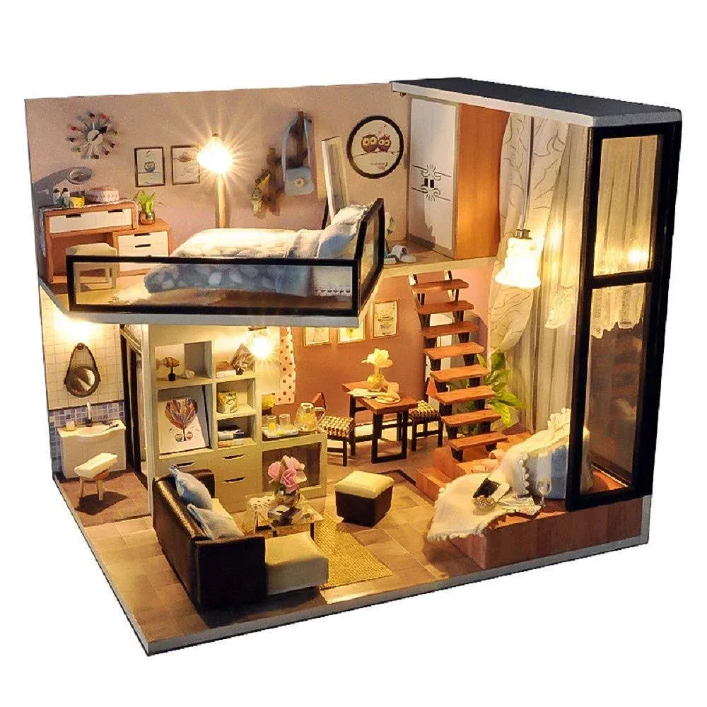 Kisoy Romantic and Cute Dollhouse Miniature DIY House Kit Creative Room Perfect ...