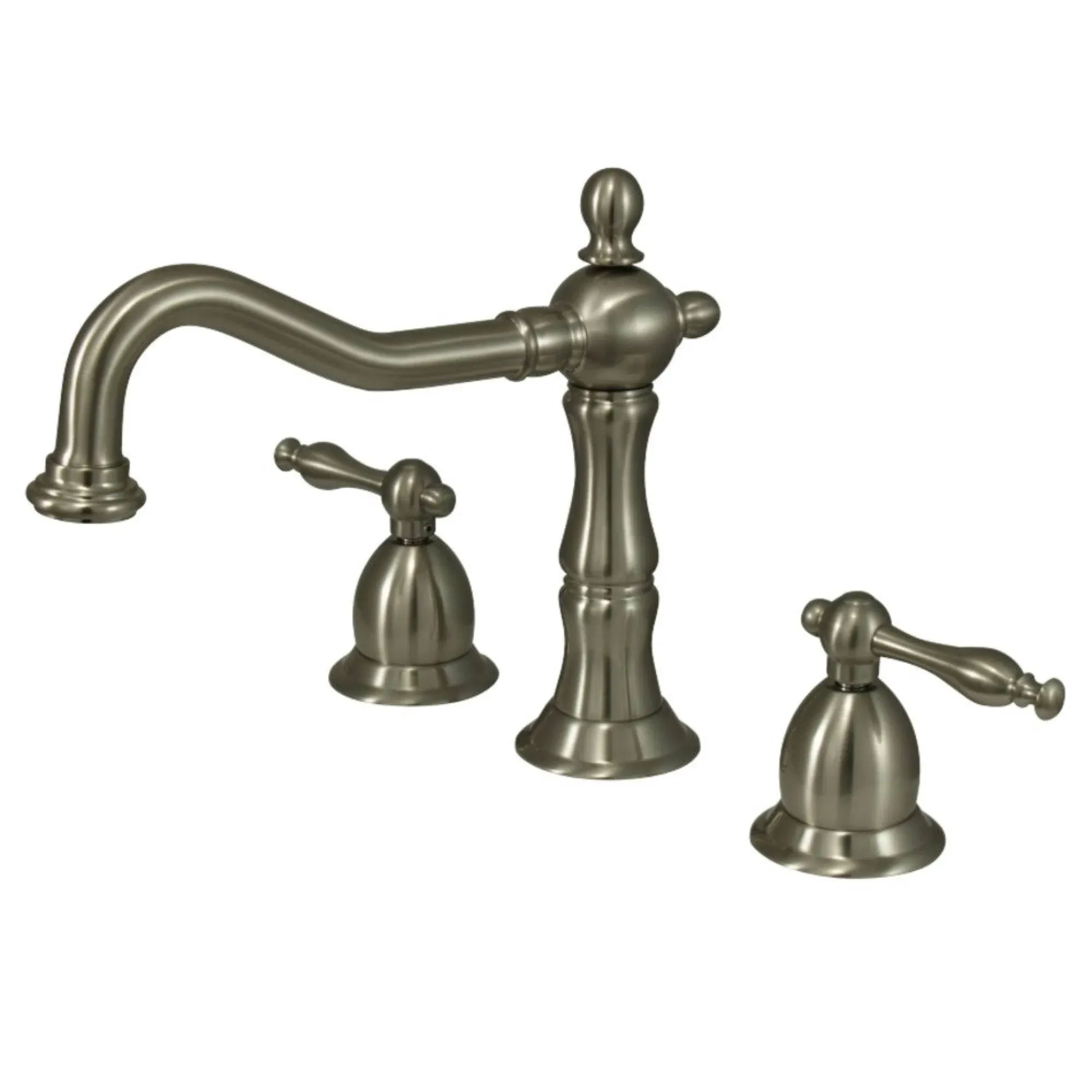 Kingston Brass KS1978NL Heritage Widespread Lavatory Faucet with Brass Pop-Up Drain, Brushed Nickel