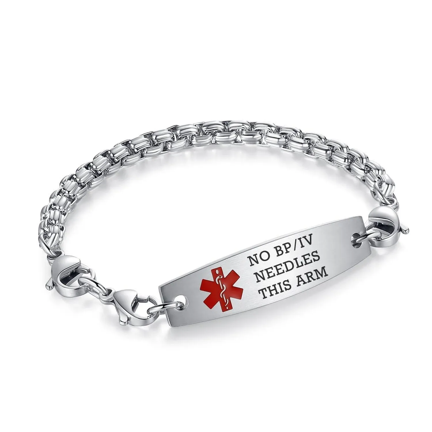 7.5"-9" Adjustable Medical alert bracelets for Women/Men Stainless steel Interchangeable Medical bracelets