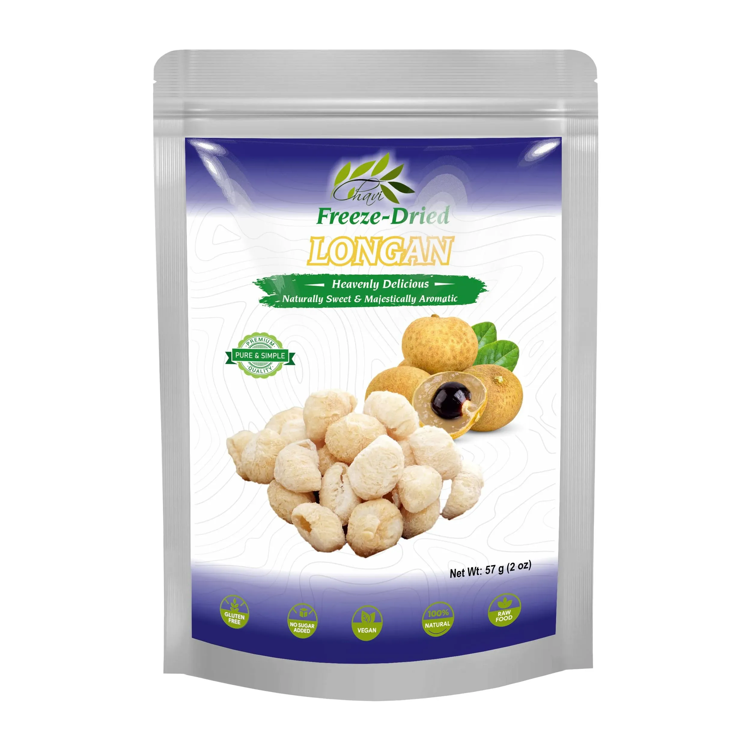 CHAVI Freeze-Dried Longan - 2 Oz - Healthy 1 Ingredient Superfood Supersnacks - No Added Sugars or Preservatives - Non-GMO, Vegan, Gluten-Free…