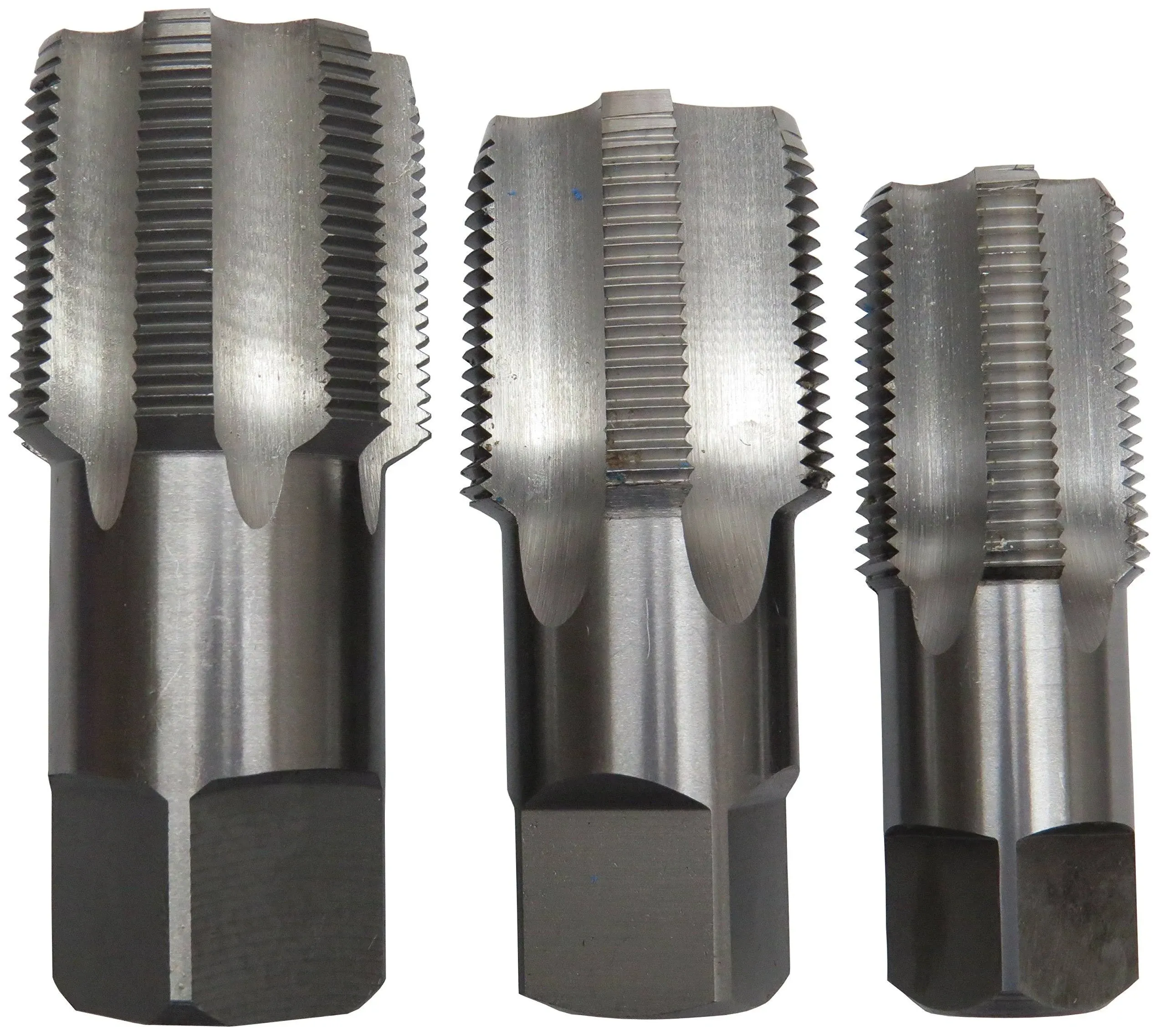 Drill America POUCSNPT3 3 Piece Carbon Steel NPT Pipe Tap Set, 1 inch,