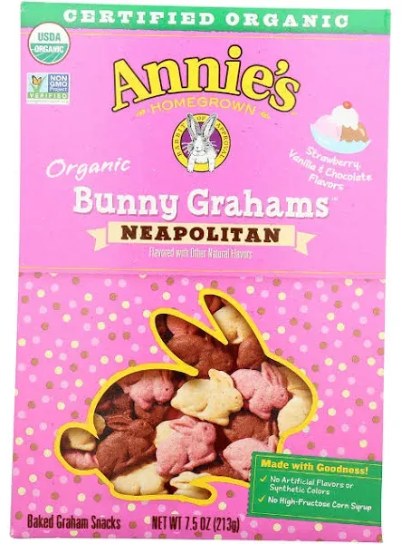 Annie's Homegrown Organic Neapolitan Flavored Bunny Graham, No Synthetic Preservatives, 7.5 Ounces (Pack Of 12)