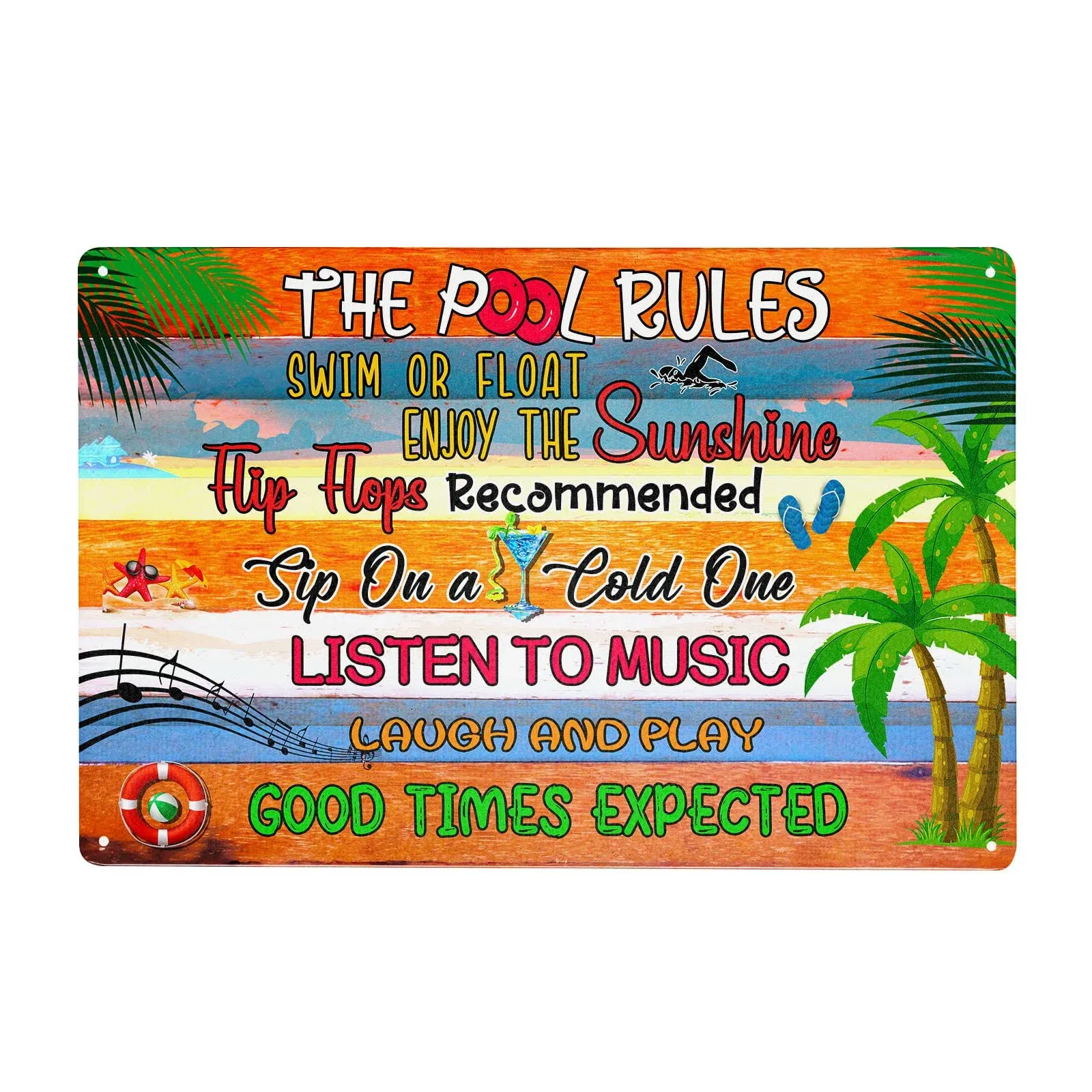 Pool Rules Metal Sign 12&#034;X 8&#034; Funny Swimming Pool Signs for Pool Area Decoration