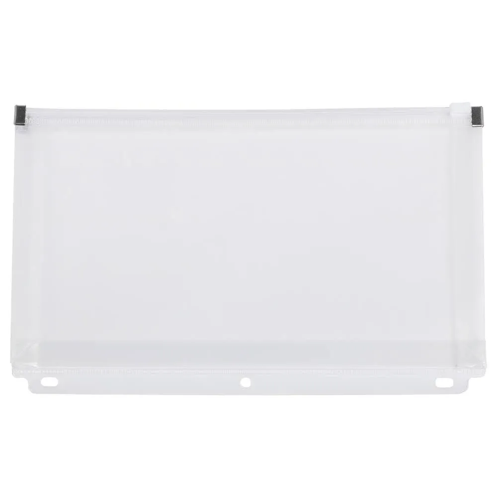 JAM PAPER Plastic 3 Hole Punch Binder Envelopes with Zip Closure - #10 Wallet Booklet - 6 x 9 1/2 - Clear - 12/Pack