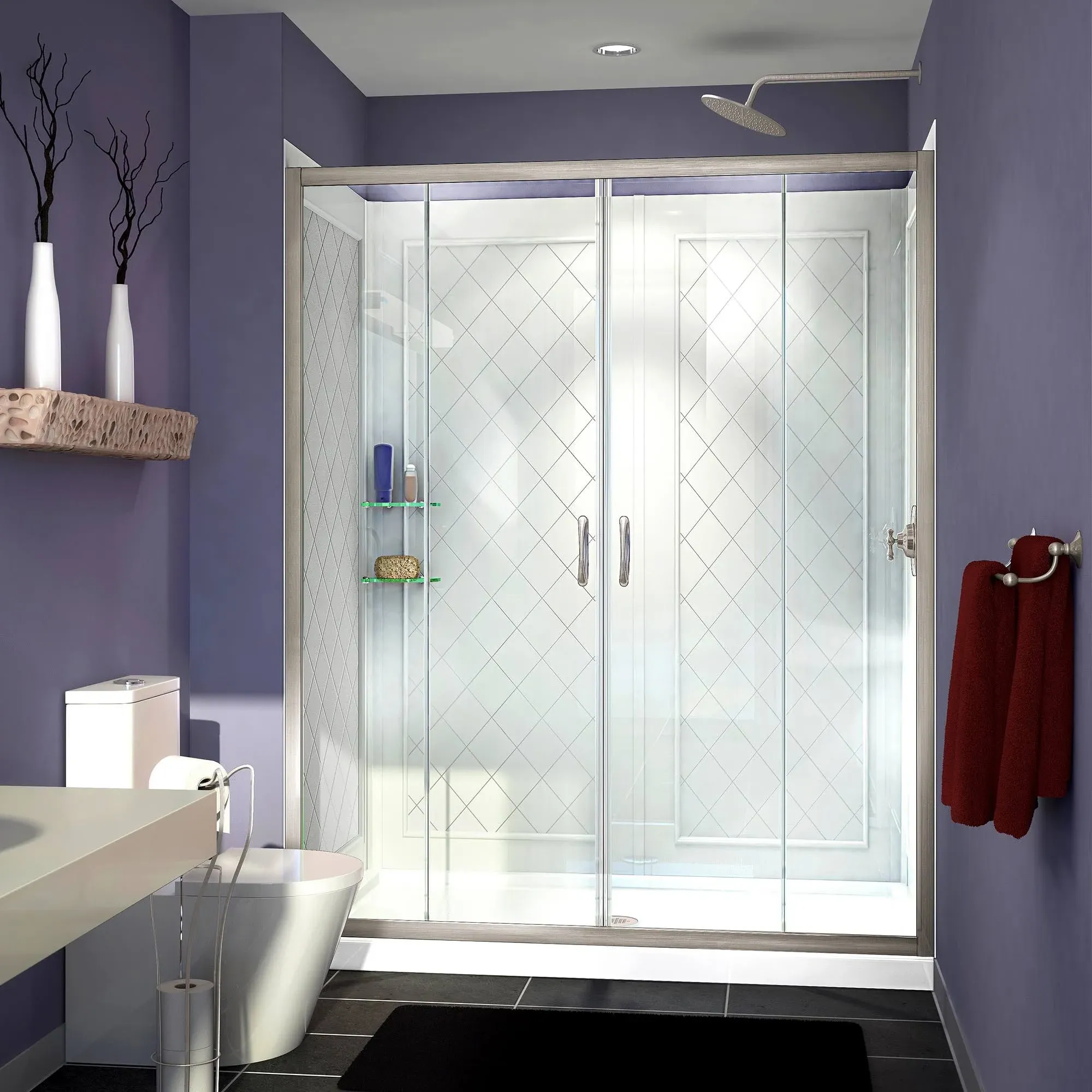 DreamLine Visions 36 in. D x 60 in. W x 76 3/4 in. H Sliding Shower Door in