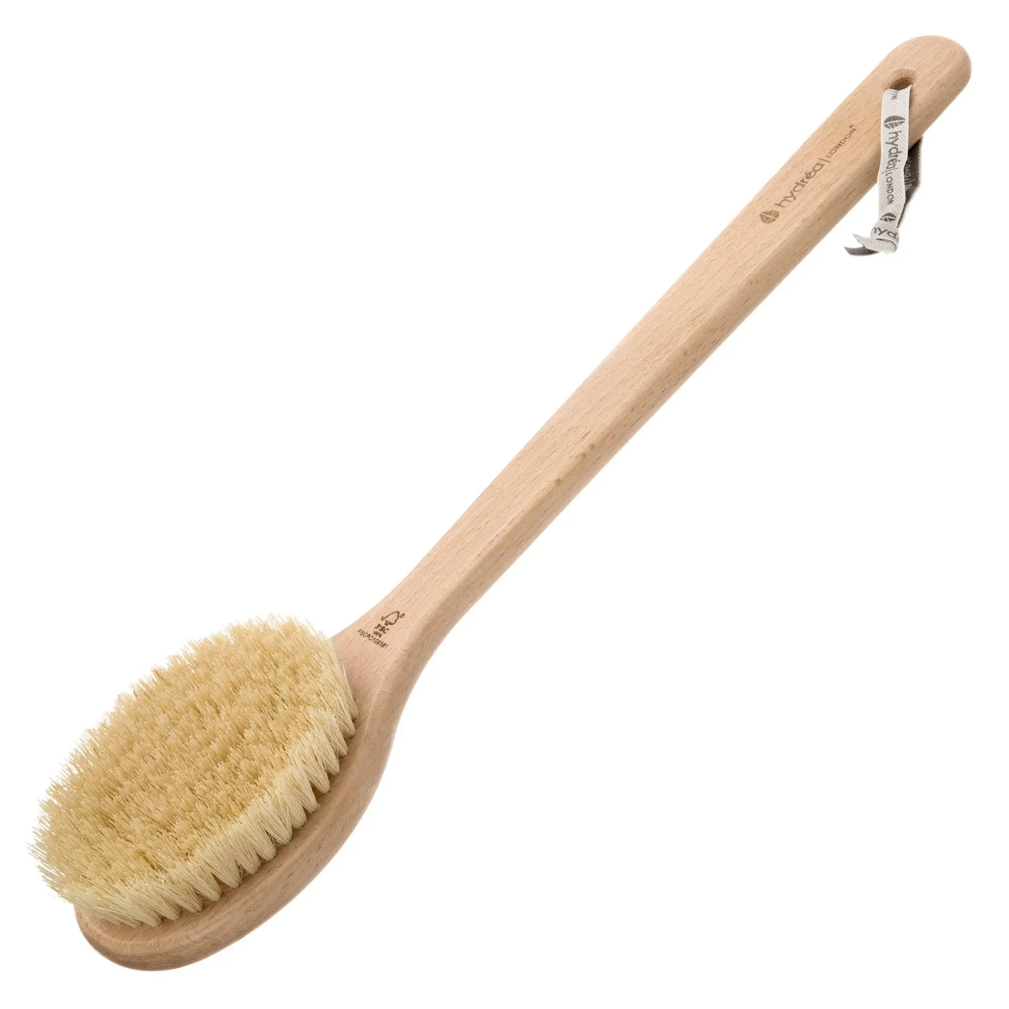 Hydrea London Dry Body Brush –Short Handle Premium Exfoliating Dry Skin Brush with Natural Bristle, FSC® Certified Beechwood.