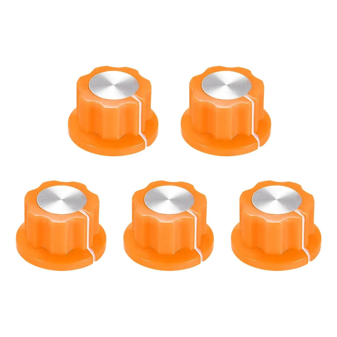 uxcell 5pcs 6.4mm Shaft Hole Potentiometer Volume Control Rotary Knobs Effect Pedal Knobs Orange