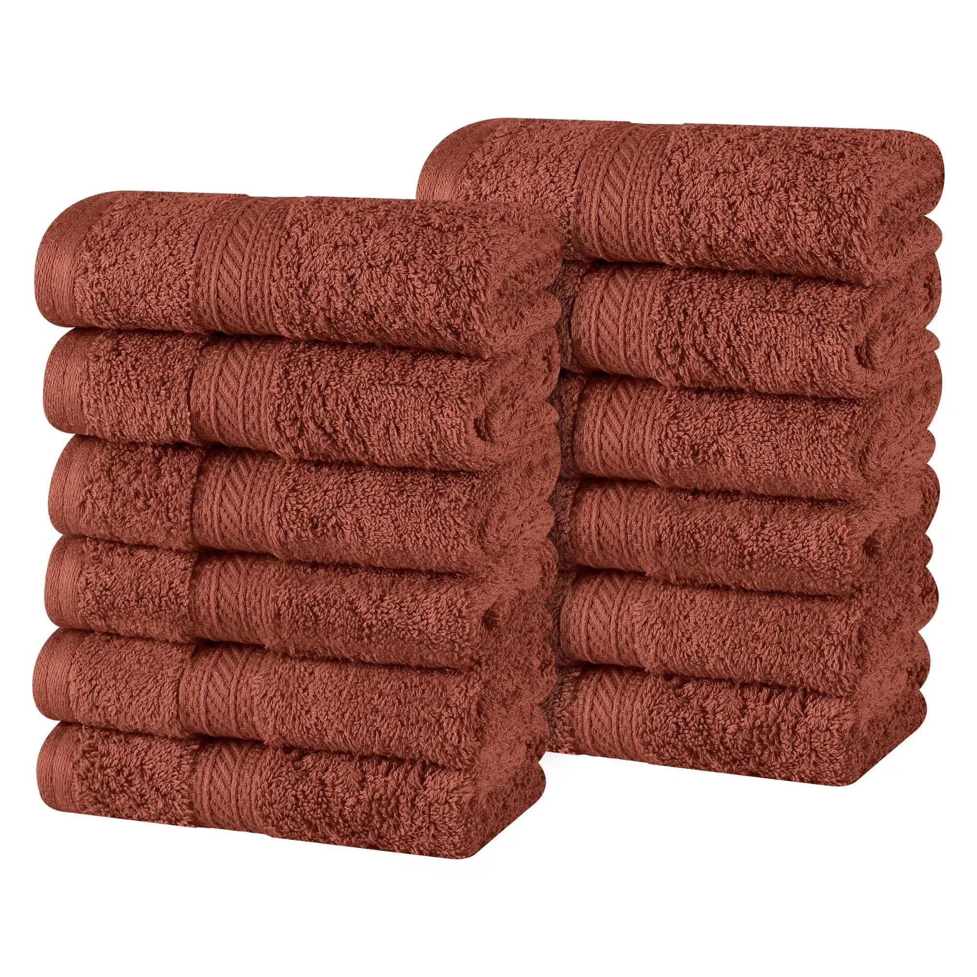 Superior Atlas Cotton Luxury Face Towels, Washcloth Set, Heavyweight, Bathroom Accessories, Kitchen Basics, Spa, Salon, Hotel, Resort, Thick, Ultra-Plush, Highly-Absorbent, Face Towel, Chocolate