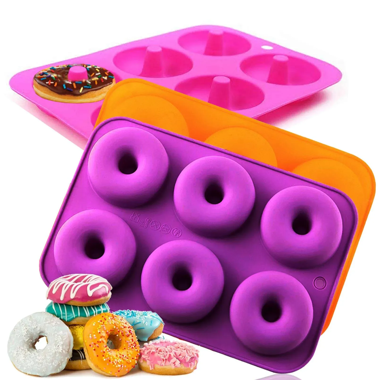 Amison Silicone Donut Pan Non-Stick Donut Mold for Baking Full Size Bagel Doughnut,Dishwasher, Oven, Microwave, Freezer Safe