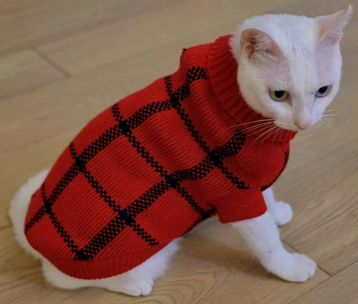 Upaw Turtleneck Dog Argyle Sweater for Small Dogs Cat