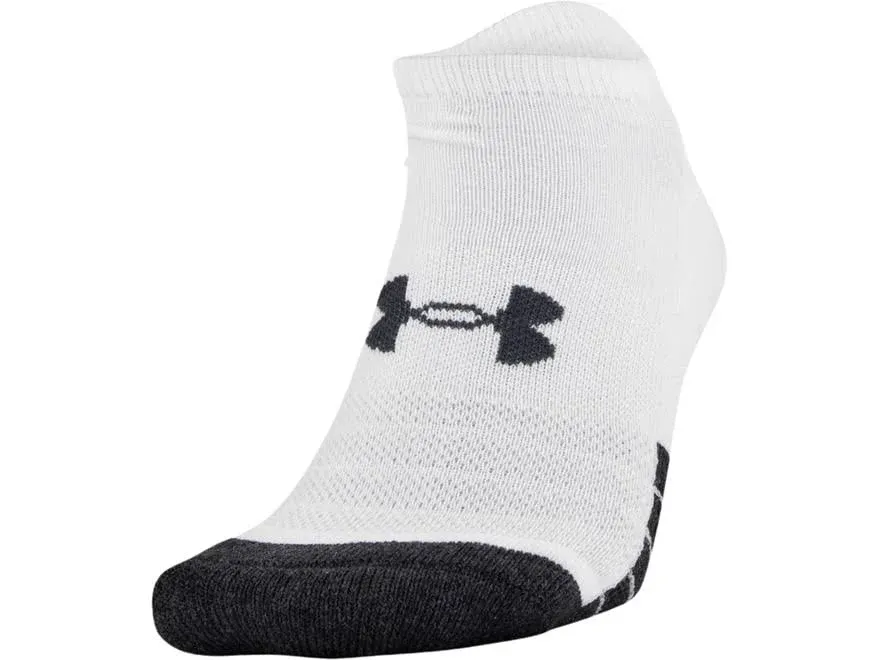 Under Armour Performance Tech No Show Socks 6-Pack, White / Medium