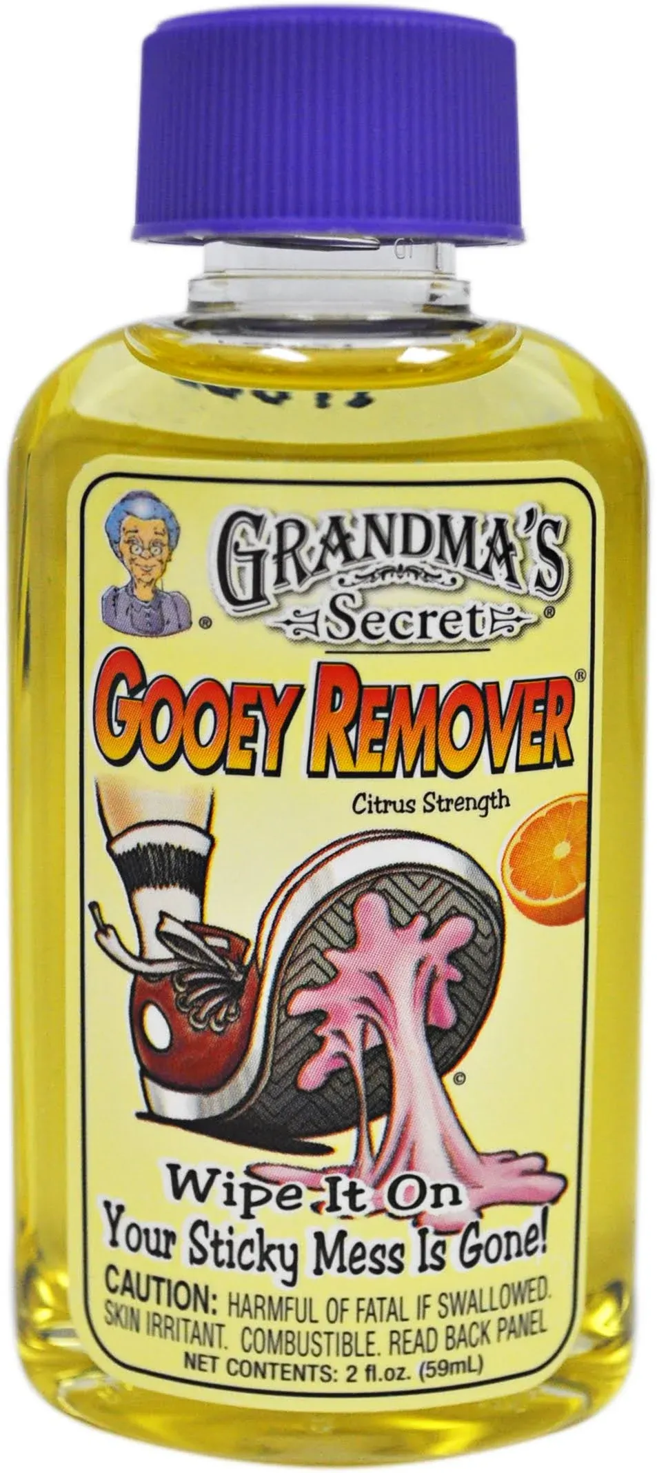 Grandma's Secret Gooey Remover 2 Ounce - Citrus Strength Goo and Adhesive Remover - Easily Removes Gum, Oil, Crayon, Candle Wax, Glue, Adhesive, Tape and Sticker Residue