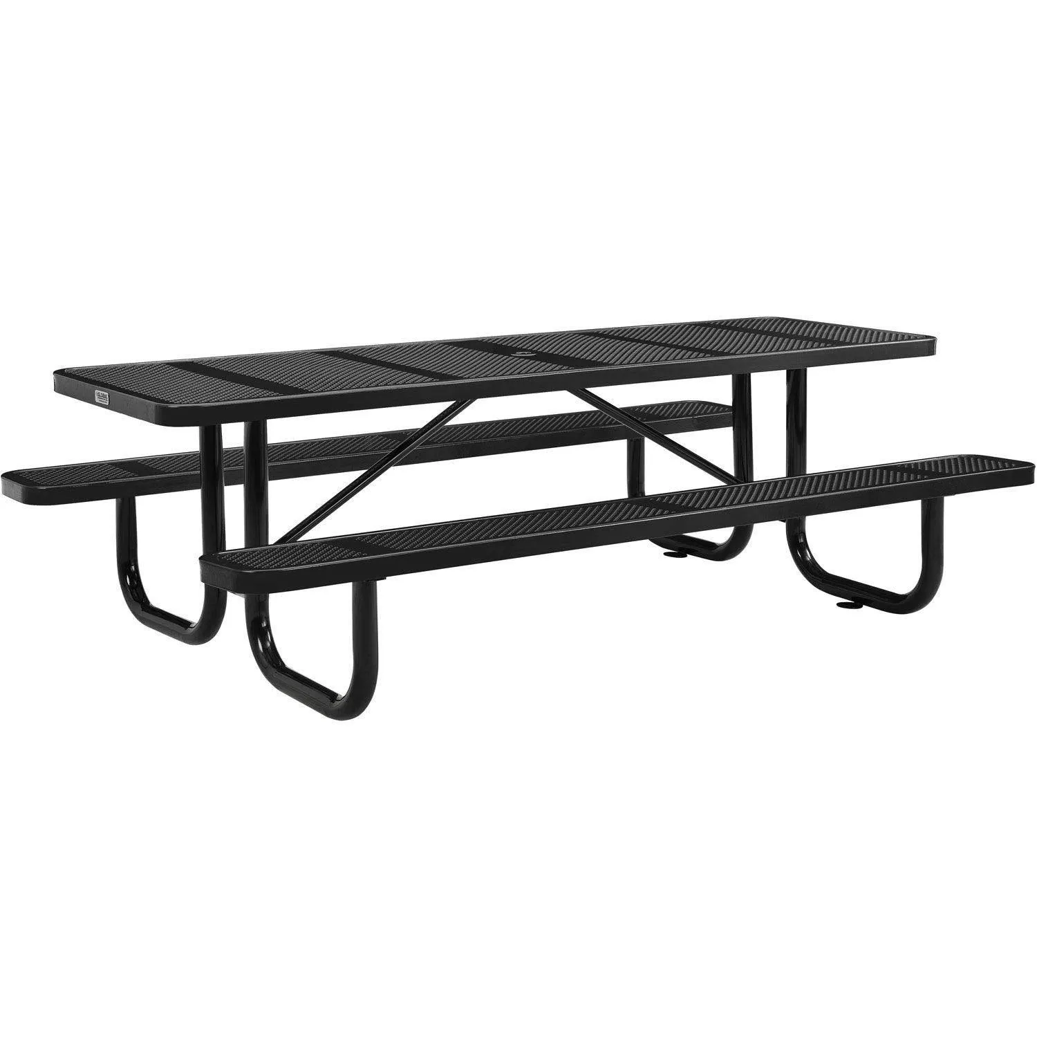 Global Industrial 8' Rectangular Picnic Table, Perforated Metal, Black