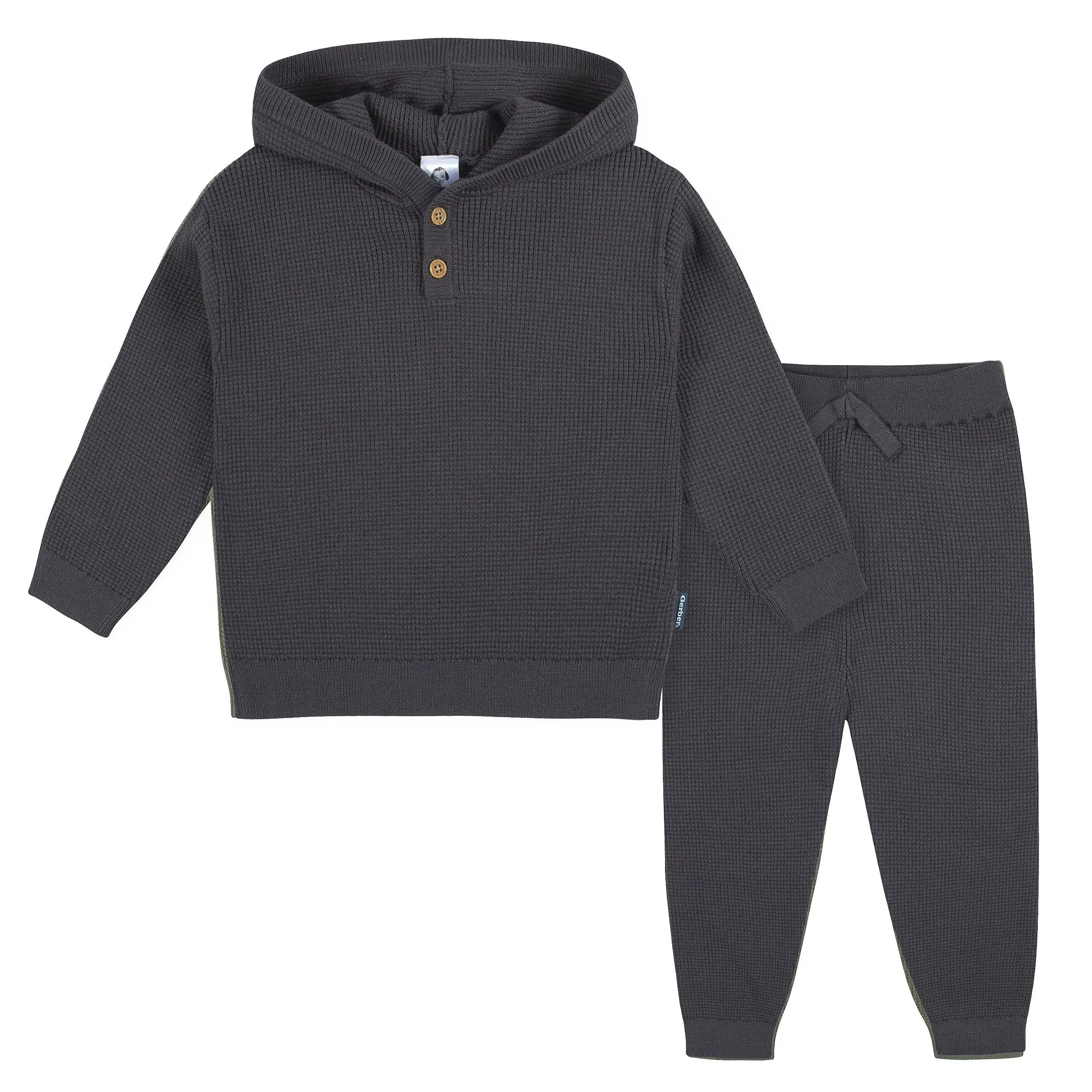 Gerber Baby & Toddler Boys' Sweater Knit Hooded Top and Pant Set