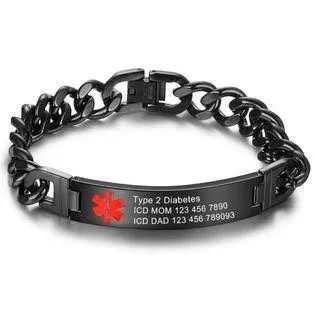 Lam Hub Fong Emergency Medical Alert Bracelets for Women Men Free Engrave Medical ...