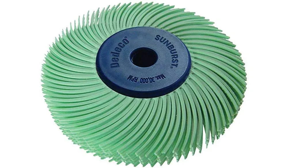 Dedeco Sunburst Radial Bristle Discs - 2" (50mm) Dia, TC Bristle, 6-Ply, 1/4" (6mm) Arbor, Precision Cleaning Buffer Polisher Rotary Tool Accessories, Ultra-Fine 1 Micron, Aluminum Oxide - 1 Pack