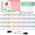 RowinsyDD 32-Pack Leakproof 4oz Glass Baby Food Jars with Lids - BPA Free, Freezer & Microwave Safe