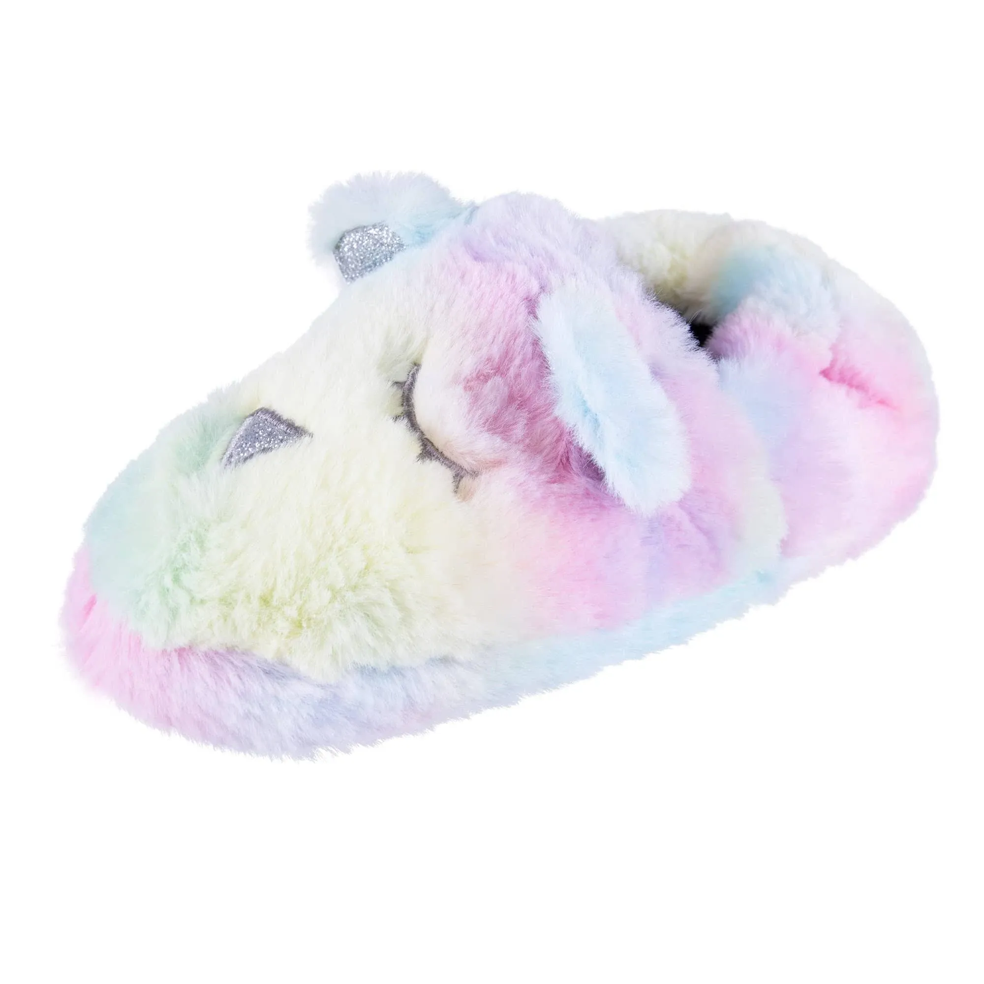 Jessica Simpson Girls Plush Fluffy Slip-On House Slippers with Memory Foam (Tie ...