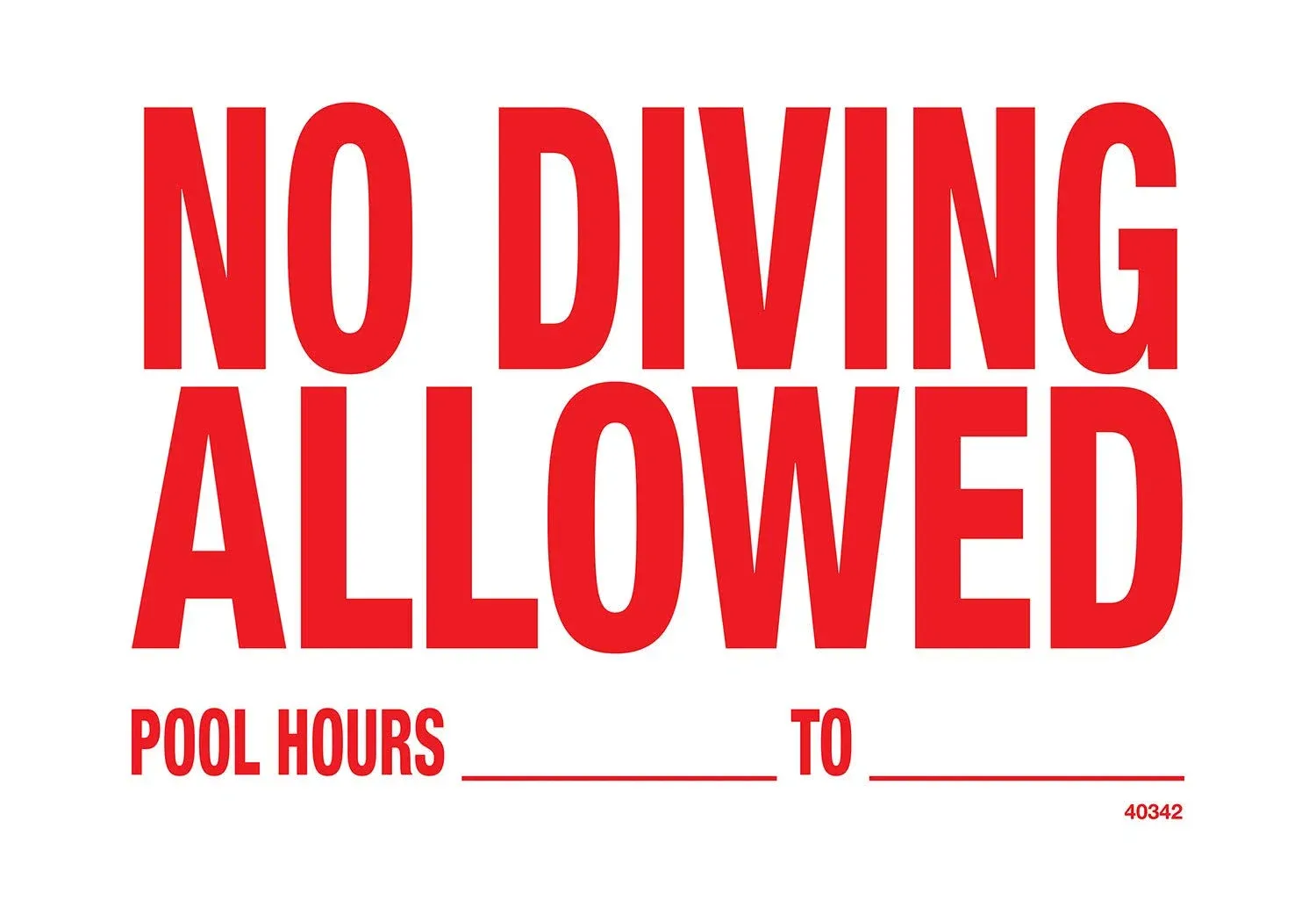 Poolmaster Sign for Residential or Commercial Swimming Pools, No Diving Allowed