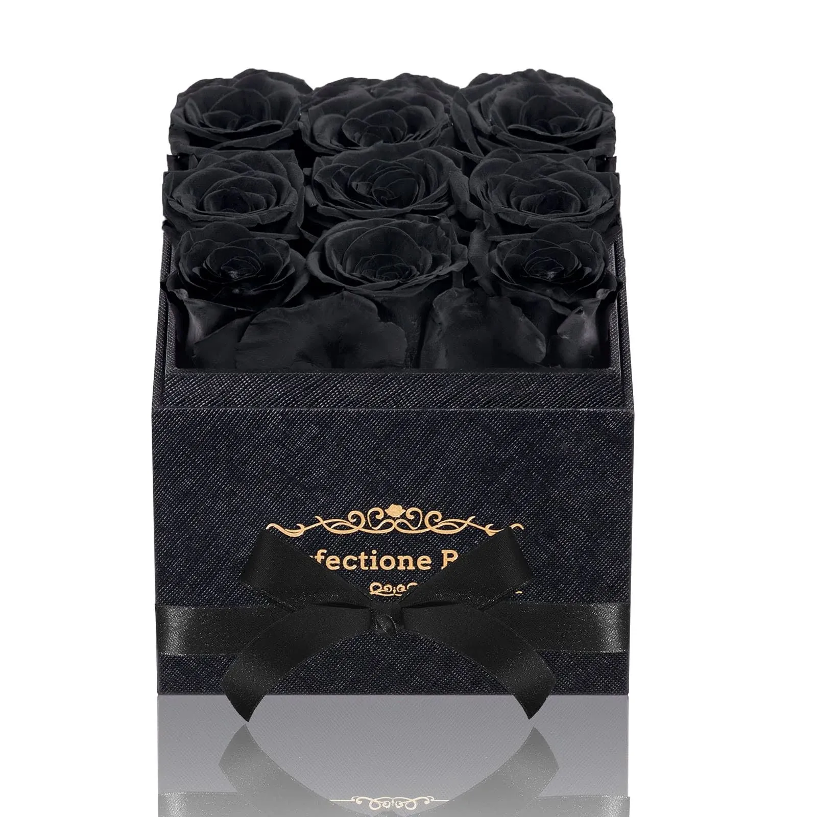 Perfectione Roses Preserved Roses in a Box Black Real Roses Long-lasting Rose...