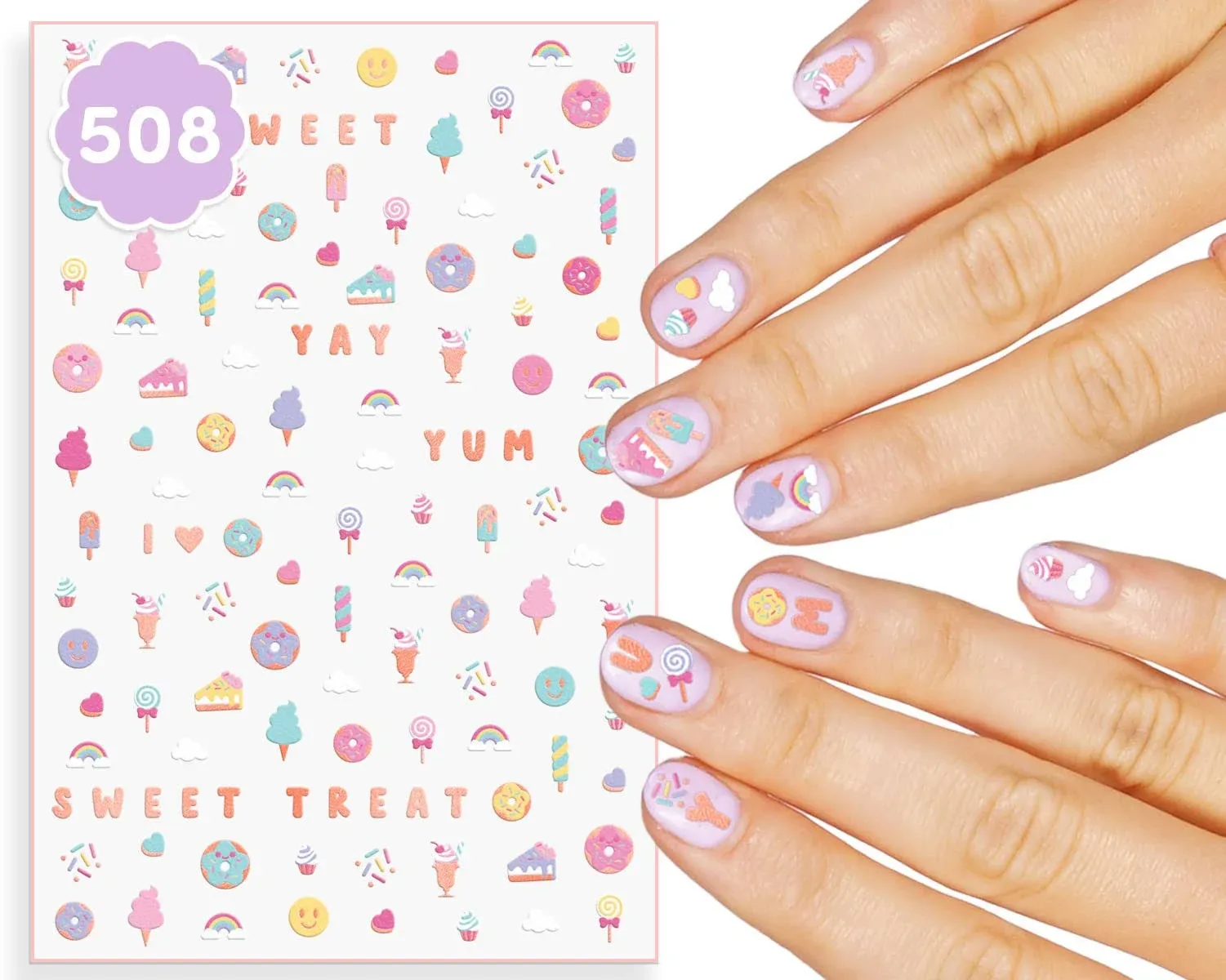 xo, Fetti Kids Donut Nail Stickers - 508 Decals Birthday Girl Party