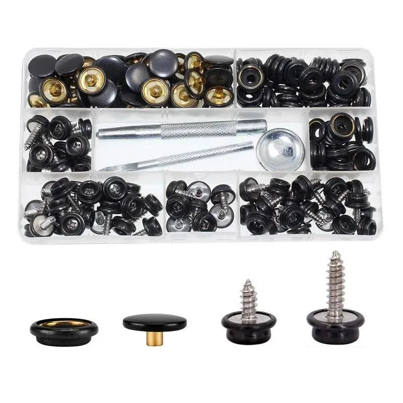 180 Pieces Canvas Snap Kit, BetterJonny Stainless Steel Screws Snaps Marine Grade Canvas and Upholstery Boat Snaps Button Fastener