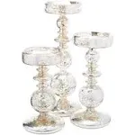 Richland Pillar Candle Holders Unique Mercury Bubble Set of 3