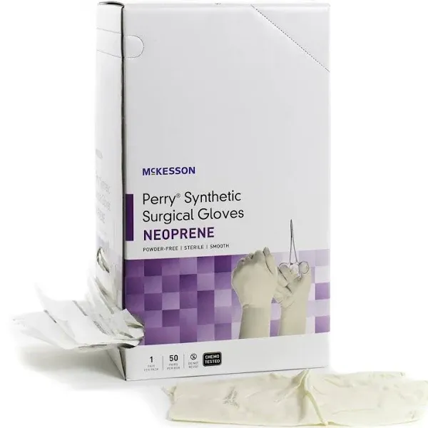 McKesson Perry Synthetic Surgical Gloves Disposable Sterile Polychloroprene ...