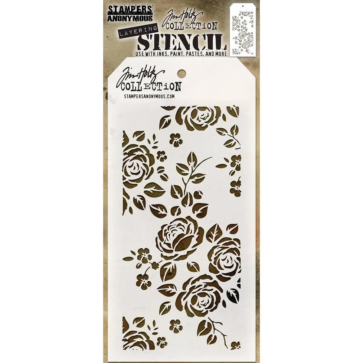 Stampers Anonymous_AGW AGTHS075 Tim Holtz Roses Stencil, Synthetic Material, 28.4 x 11.4 x 0.1 cm