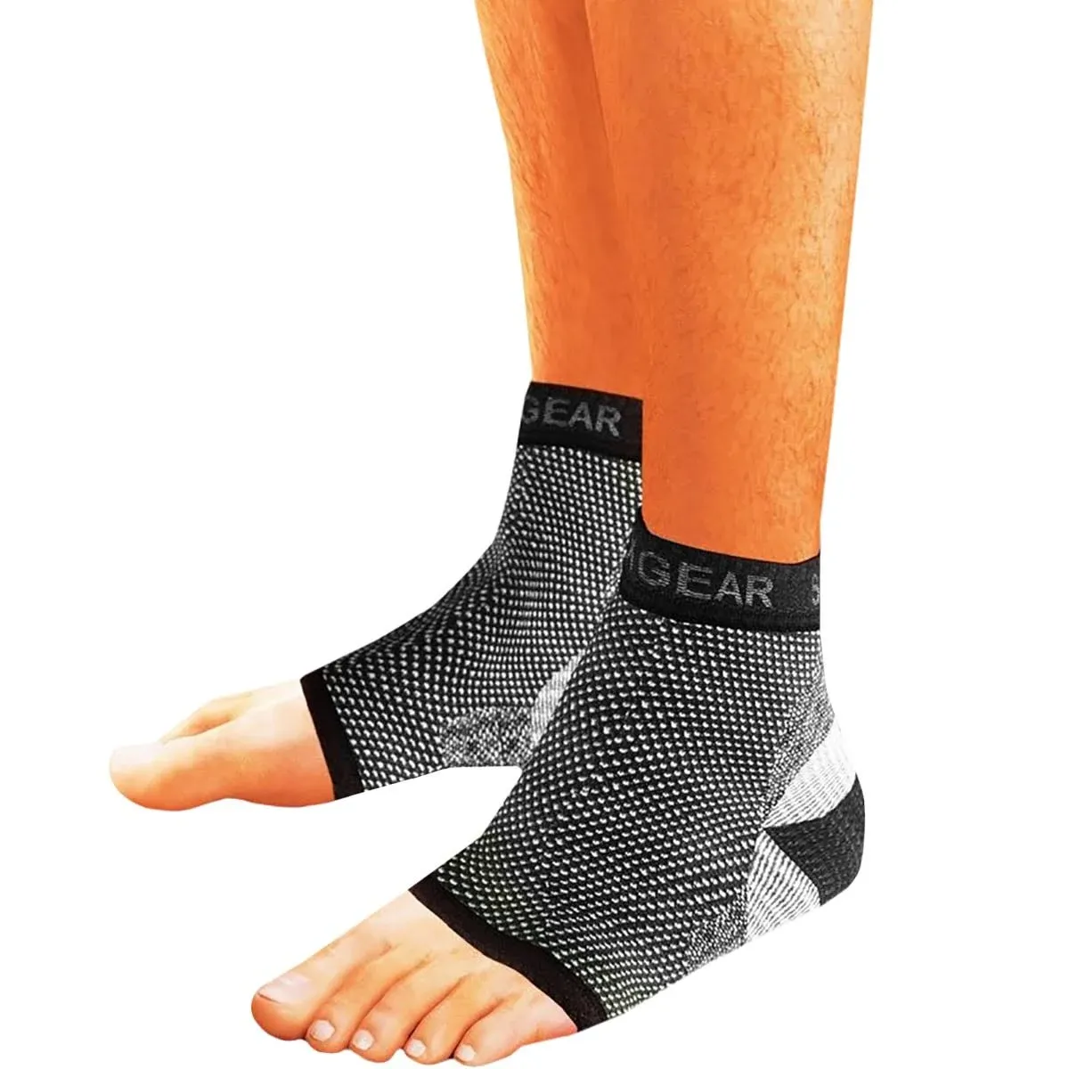 Physix Gear Sport Plantar Fasciitis Socks with Arch Support for Men & Women - Ankle Compression Sleeve, Toeless Compression Socks Foot Pain Relief, Ankle Swelling Better than Night Splint, Black L/XL