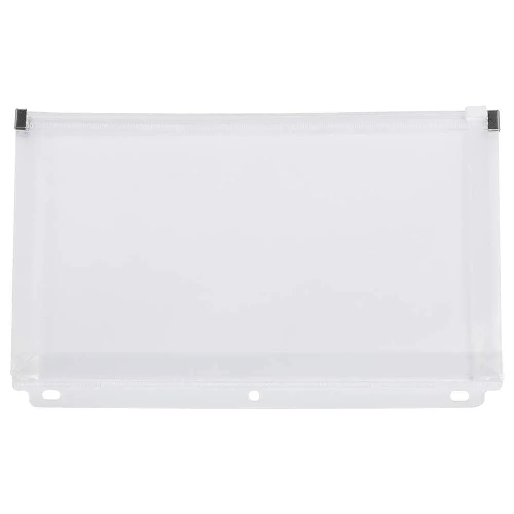 JAM PAPER Plastic 3 Hole Punch Binder Envelopes with Zip Closure - #10 Wallet Booklet - 6 x 9 1/2 - Clear - 12/Pack