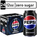 Pepsi Zero Sugar Cola Soda Pop, 12oz Cans (24 Pack)