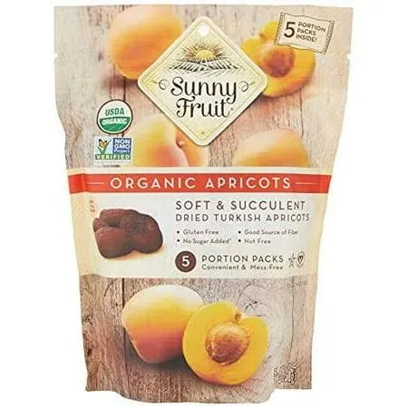 ORGANIC Turkish Dried Apricots - (2 Bags) - (5) Portion Packs per Bag - NO Ad...