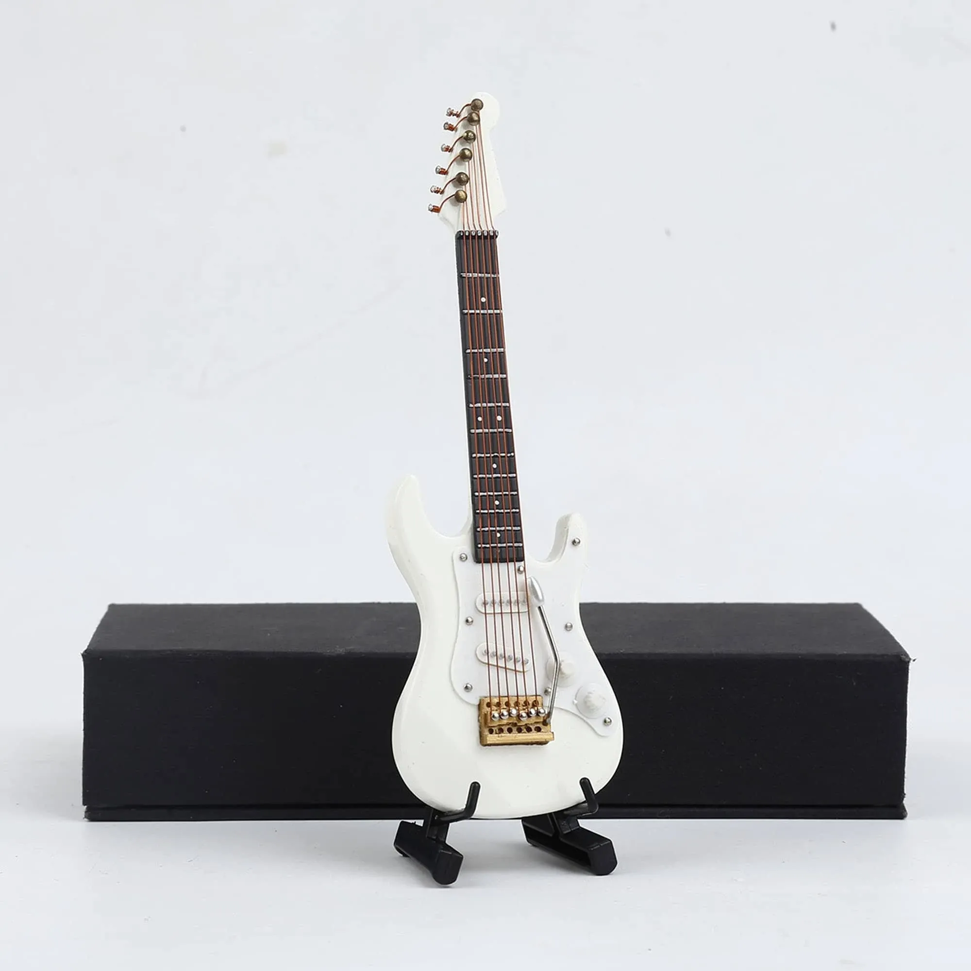 Seawoo Dselvgvu Wooden Miniature Electric Guitar with Stand and Case Mini Musical ...