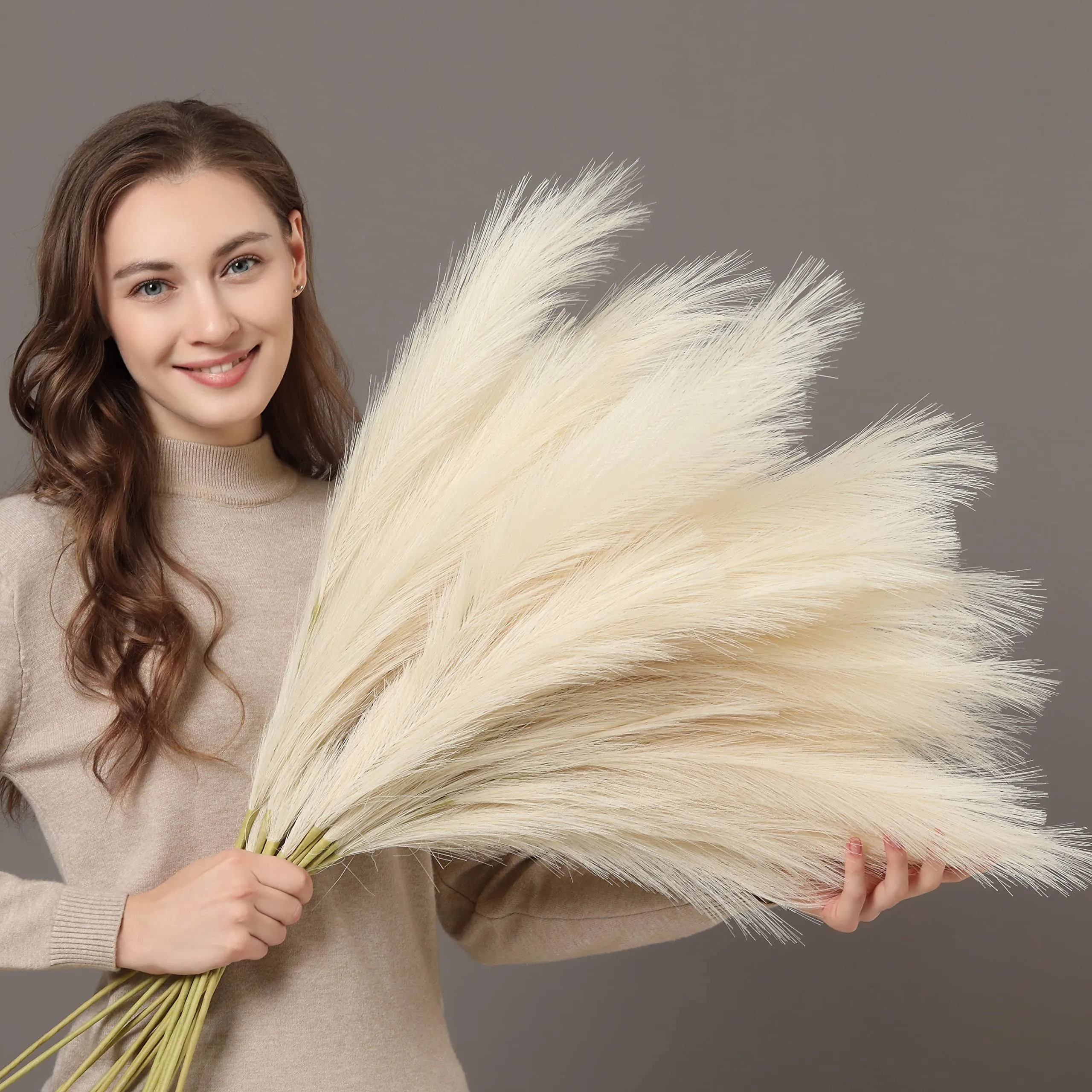 Perfnique Faux Pampas Grass 9PCS Pompas Large Pampas Grass 38&#039;&#039; Tall Pampas G...