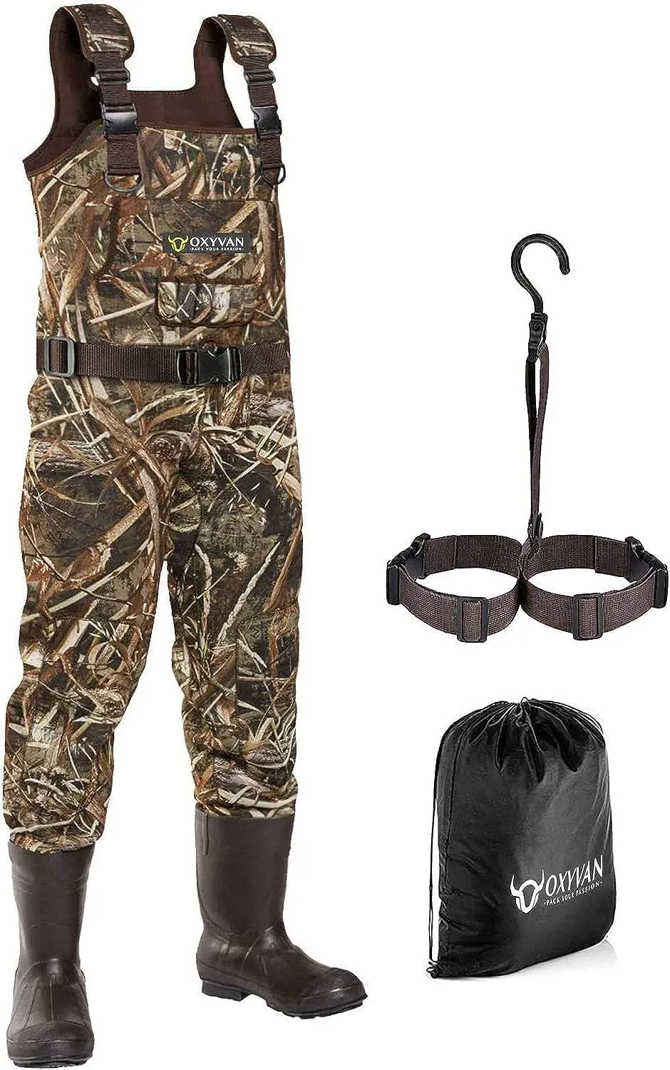 OXYVAN Duck Hunting Waders with 600G Rubber Boots Insulated,Neoprene Realtree MAX5 Camo Fishing Chest Waders for Men & Women