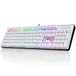 RK ROYAL KLUDGE RK920 Full Size Mechanical Keyboard, Rainbow Backlit Gaming Keyboard, 104 Keys Wired Mechanical Keyboard with Number Pad, Quite Red Switch