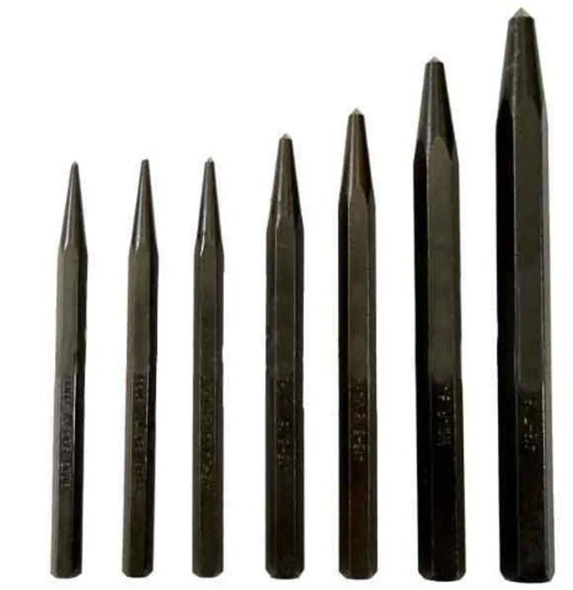 Mayhew Tools 60007 Center Punch, 7-Piece Set, Black Oxide Finish