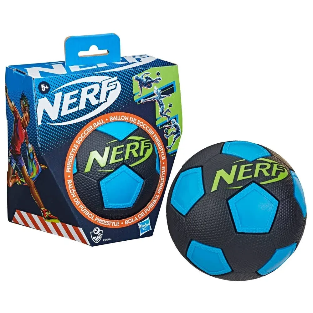 Nerf Freestyle Futbol Soccer Ball - Soft Weighted Size Mini Size Blue Neon Green