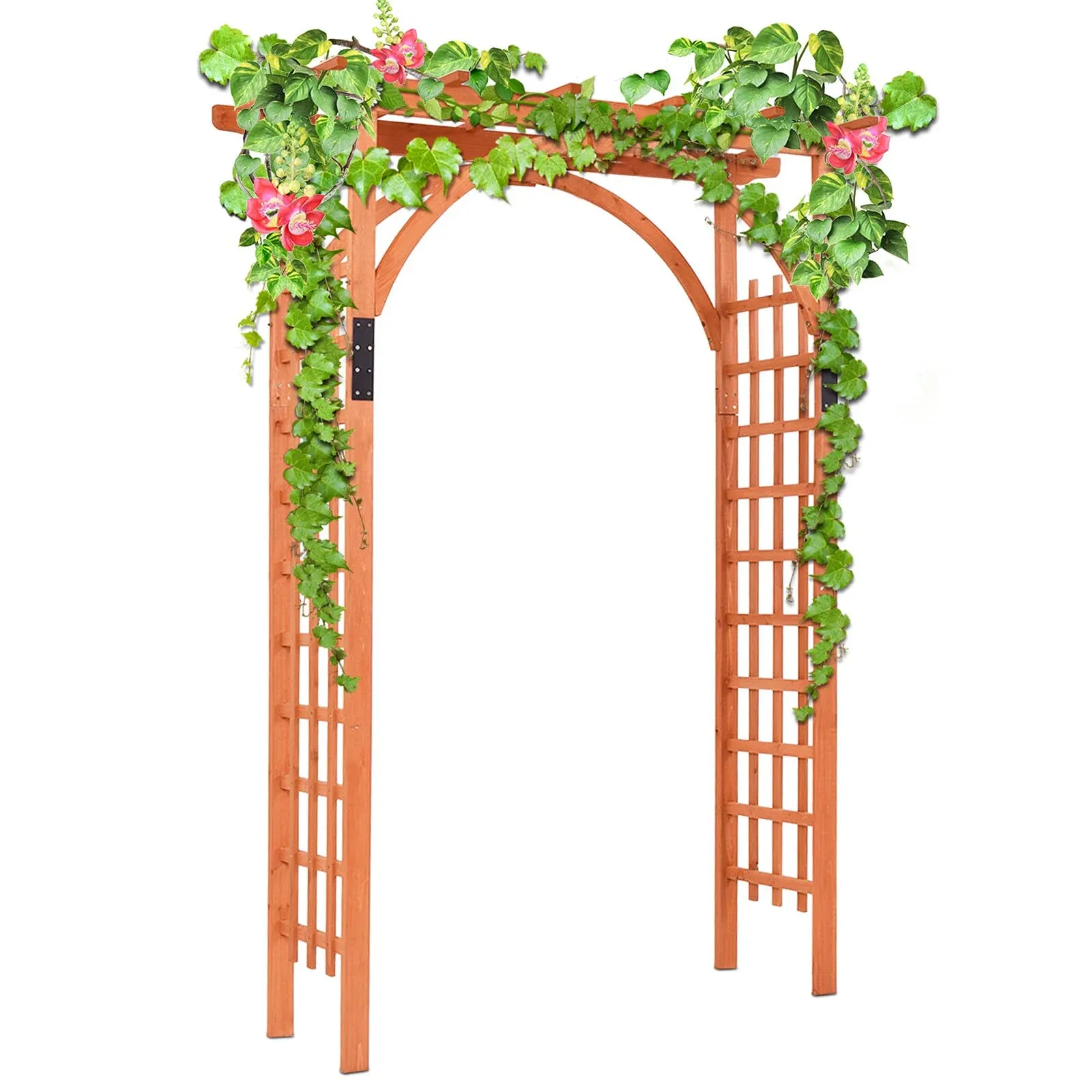 85" Outdoor Wood Arbor Arch, Garden Archway Lattice Trellis Pergola for Backyard Climbing Plants and Wedding Bridal Decor