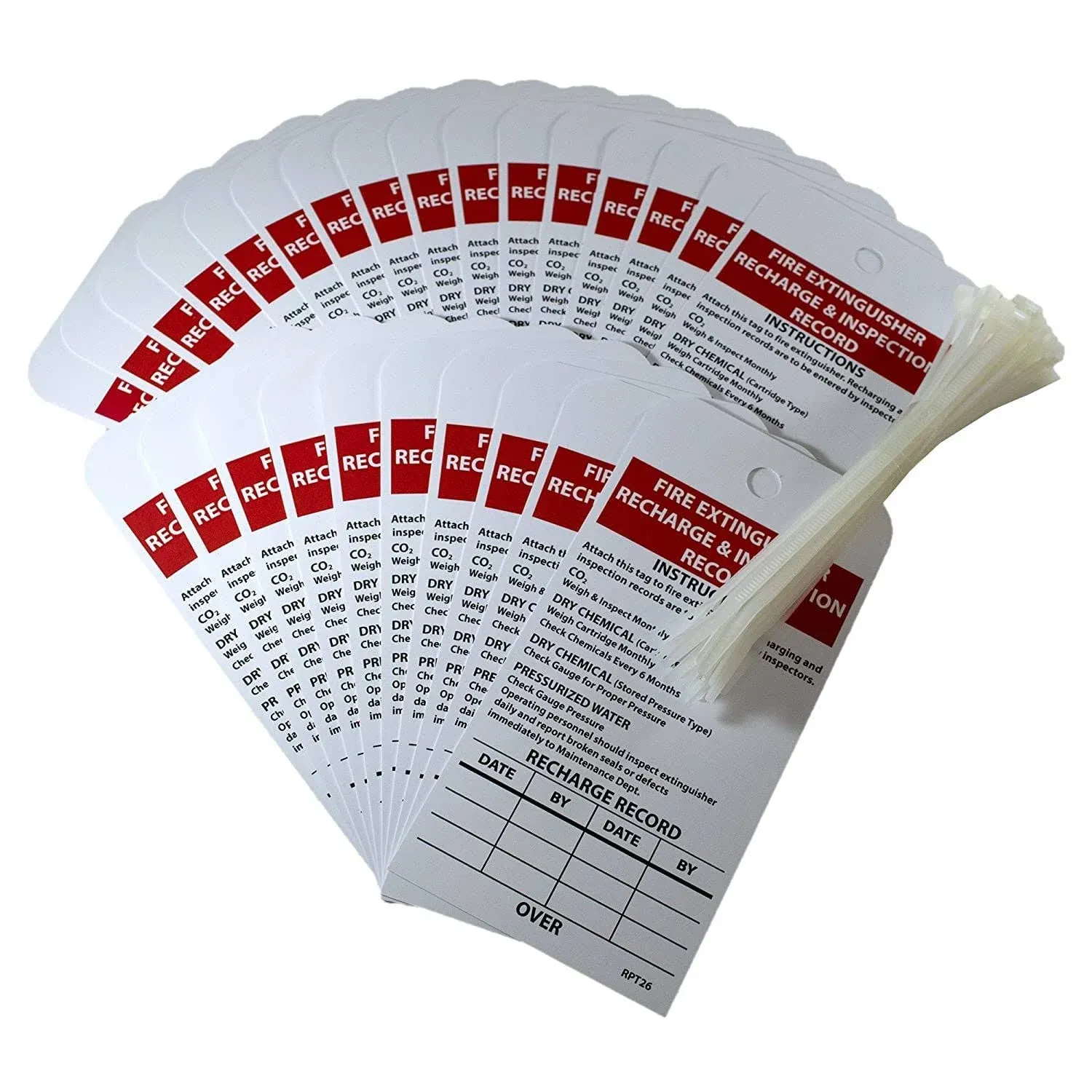 Fire Extinguisher Recharge & Inspection Record Tag, Pk25