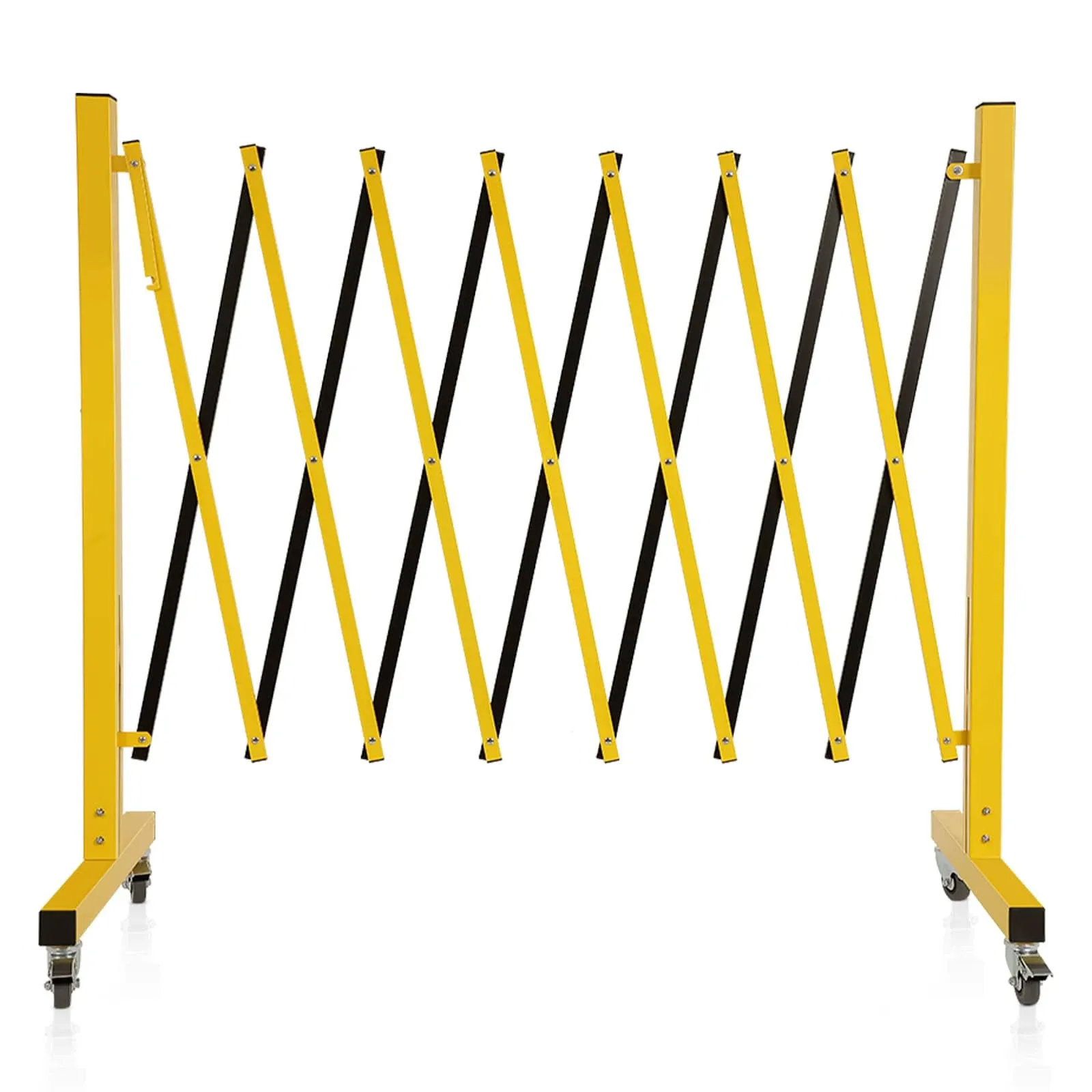 Industrial Expandable Metal Barricade, 16 Feet, Easily Assembled Safety Barrier with Casters, Flexible Mobile Barrier Gate, Adjustable Traffic Fence