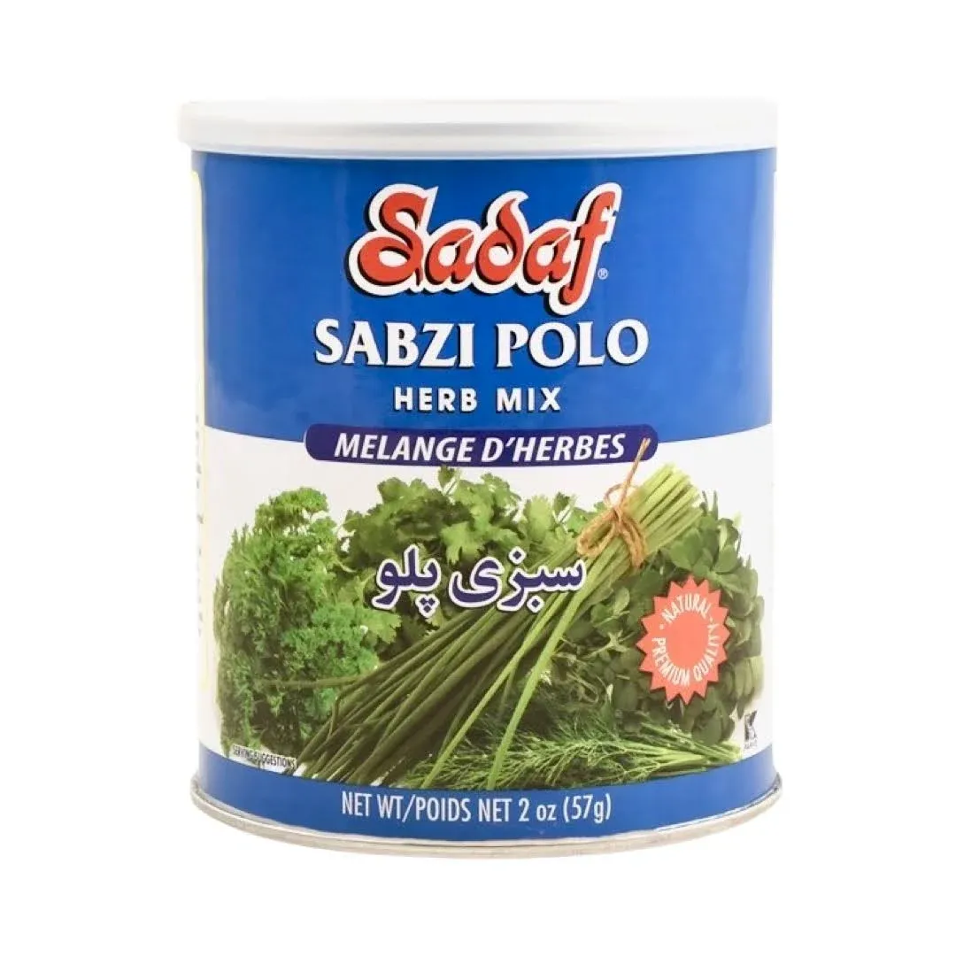 Sadaf Sabzi Polo - Dried Herbs Mix Sabzi Polo - Persian Spices for Cooking and Food Flavoring - Natural Herb Mix - Kosher - 2 Oz Can