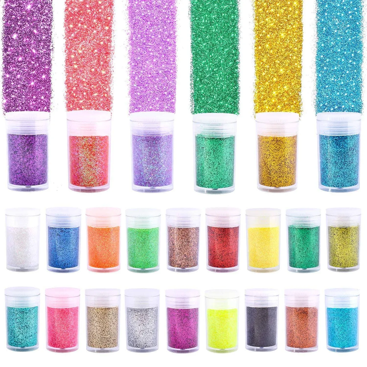 24 Colors Glitter Set Fine Glitter for Resin Arts and Craft Supplies Glitter ...