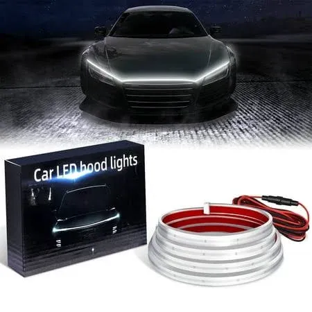 71 Inches Car Hood Light Strip, Flexible Exterior Car LED Strip Lights Waterproof (White) MICTUNING