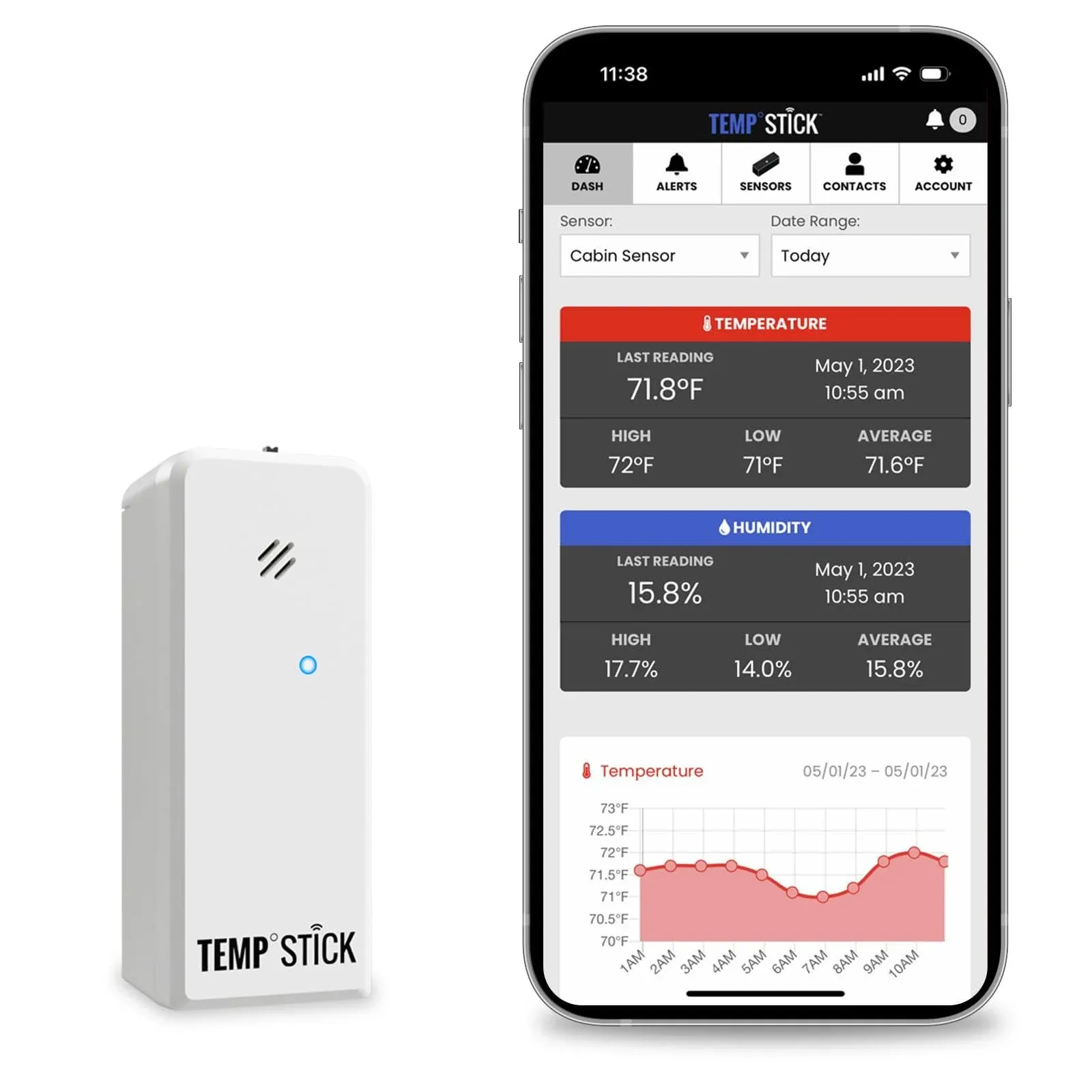 Temp Stick Wireless Remote Wifi Temperature & Humidity Sensor. No Subscription or ...