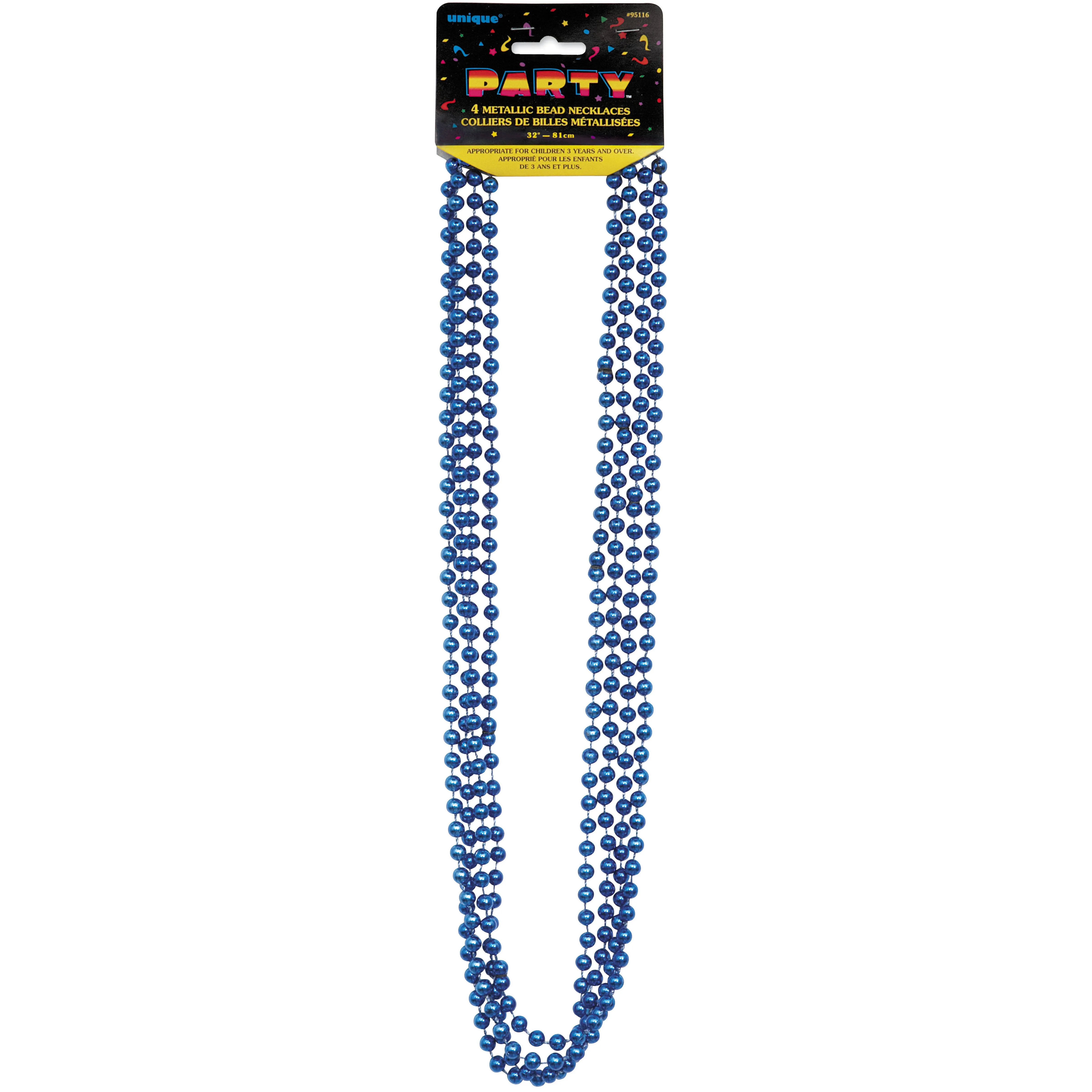 Unique Industries Metallic Blue Mardi Gras Beads, 4ct