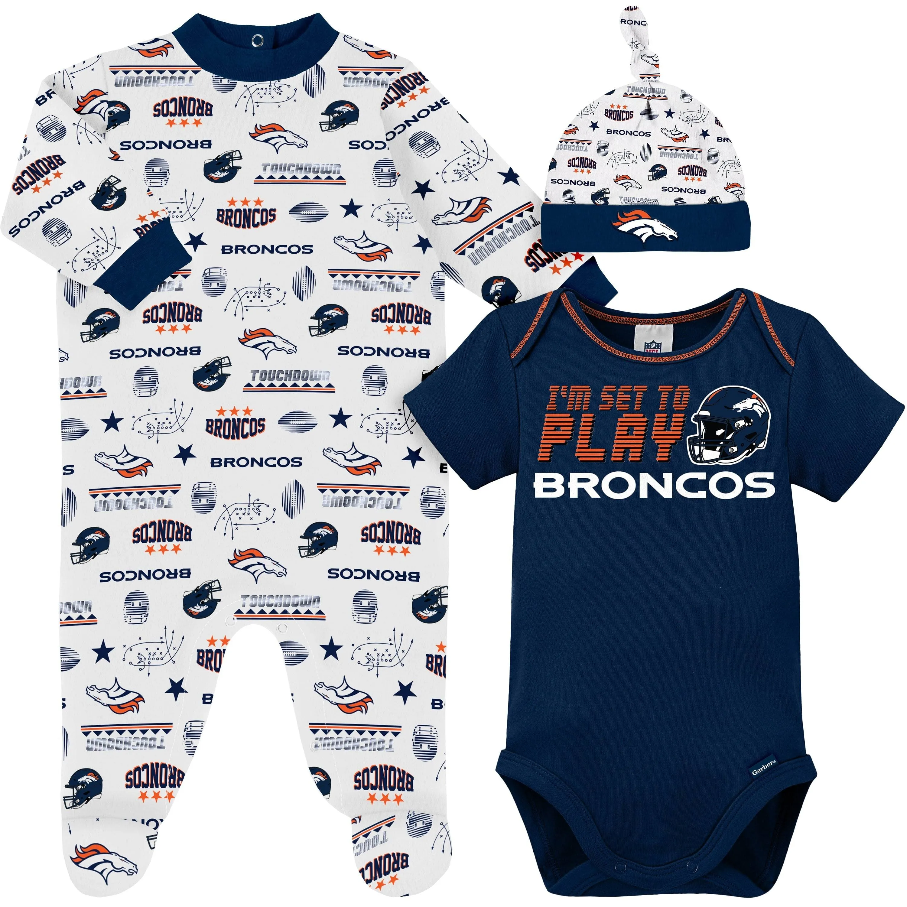 Gerber Unisex Baby NFL Team Footed Sleep and Play and Bodysuit Gift Set