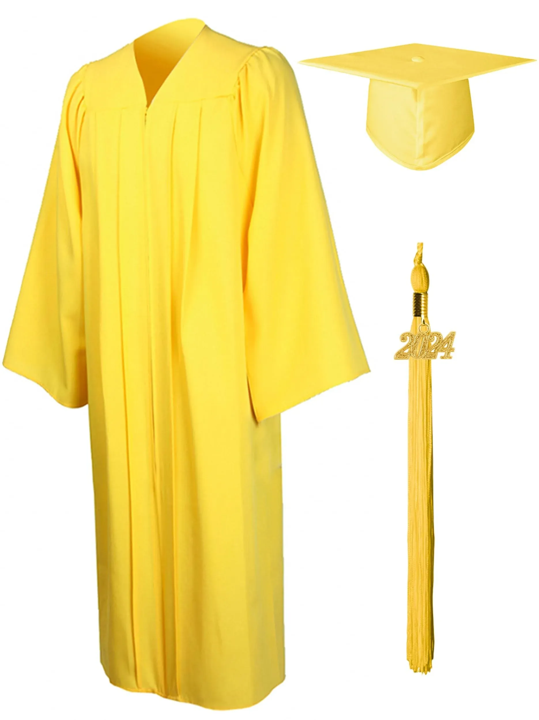 GraduationMall Matte Graduation Gown Cap Tassel Set 2024 for High School and Bachelor