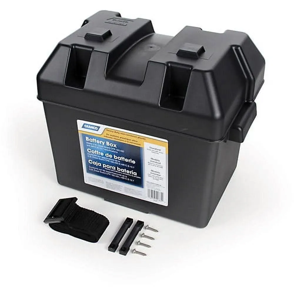 Camco RV Standard Battery Box, Black 55363